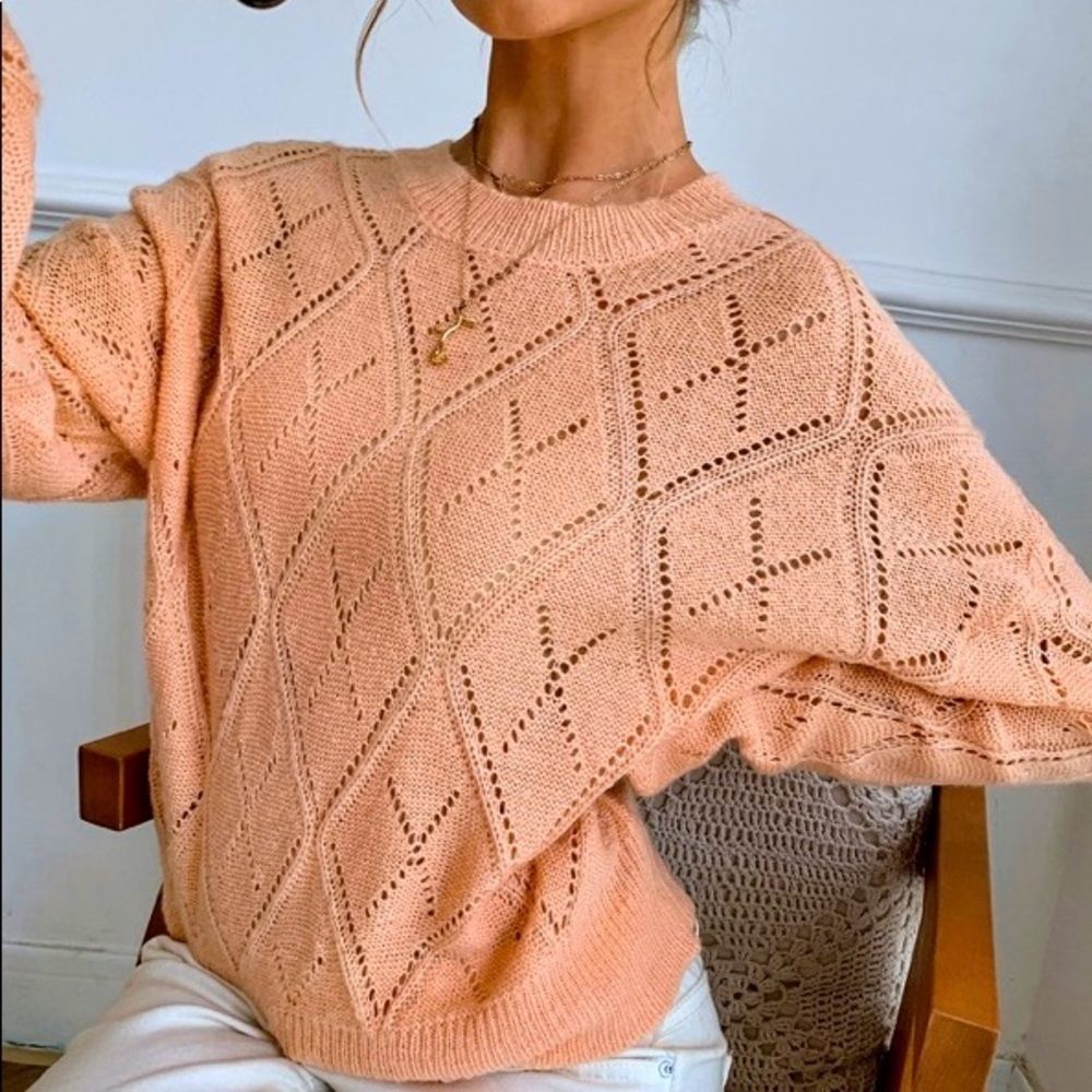 NWT! POINTELLE KNIT DROP SHOULDER SWEATER IN CORAL PINK!